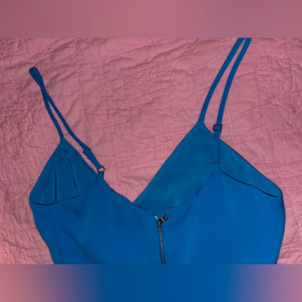 Alice + Olivia Beth Asymmetrical Blue Dress in Jewel Blue - Picture 8 of 9